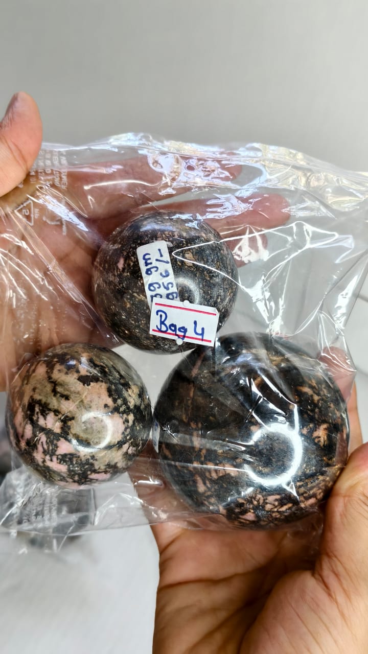 RHODONITE SPHERE BAG  4 - 1KG, 3 PCS