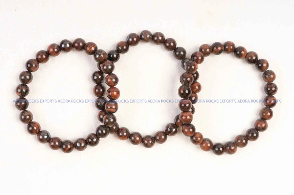 Red Tiger Eye Bead Bracelet 8mm in India - Aeora Rocks