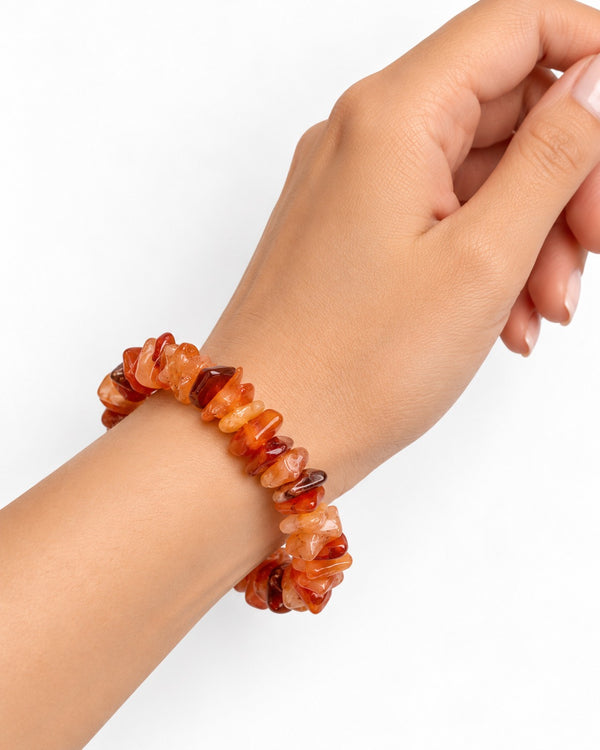 Red Carnelian Chips Bracelet | Natural Gemstone | Aeora Rocks