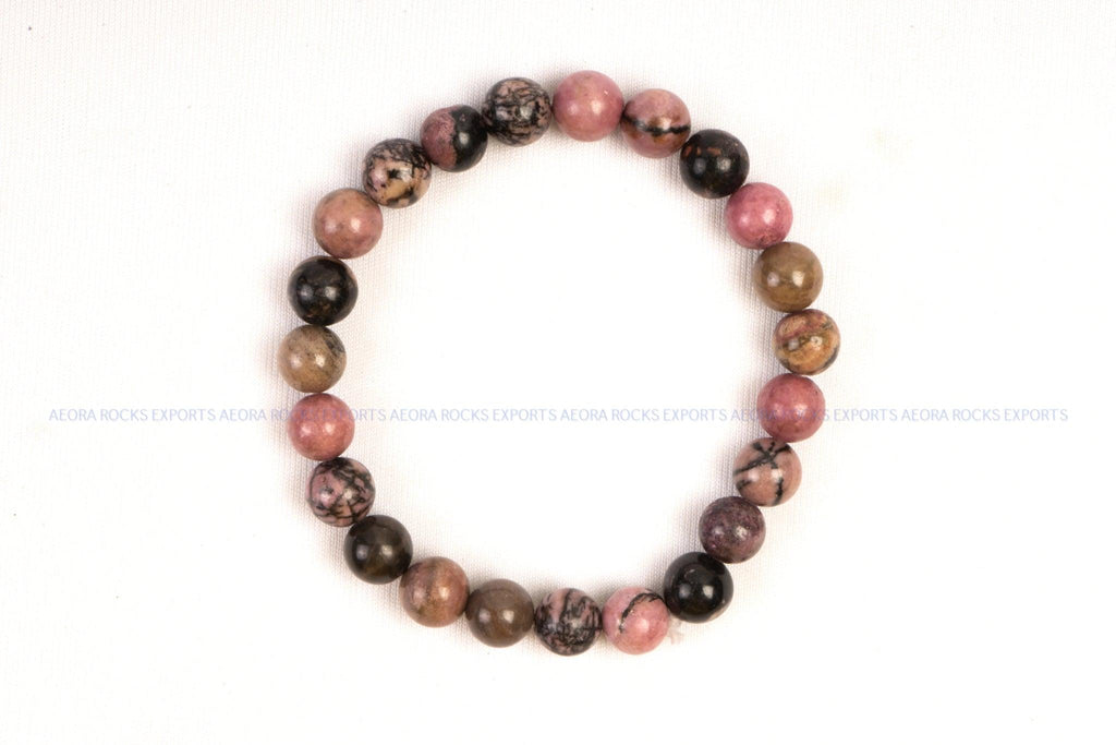 Rhodonite Bead Bracelet in India - Aeora Rocks - AEORA ROCKS INDIA - Healing Crystals superstore