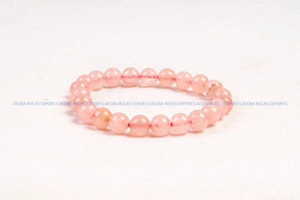Rose Quartz Bead Bracelet - AEORA ROCKS INDIA - Healing Crystals superstore