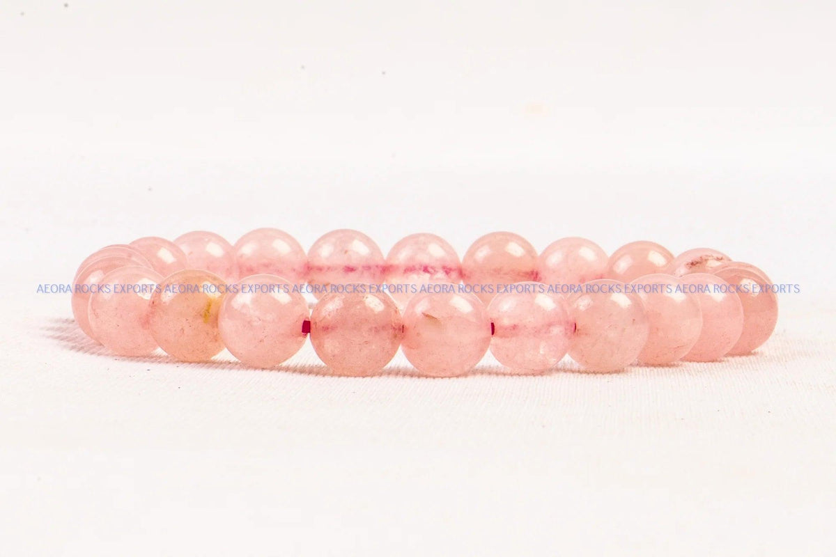 Rose Quartz Bead Bracelet - AEORA ROCKS INDIA - Healing Crystals superstore