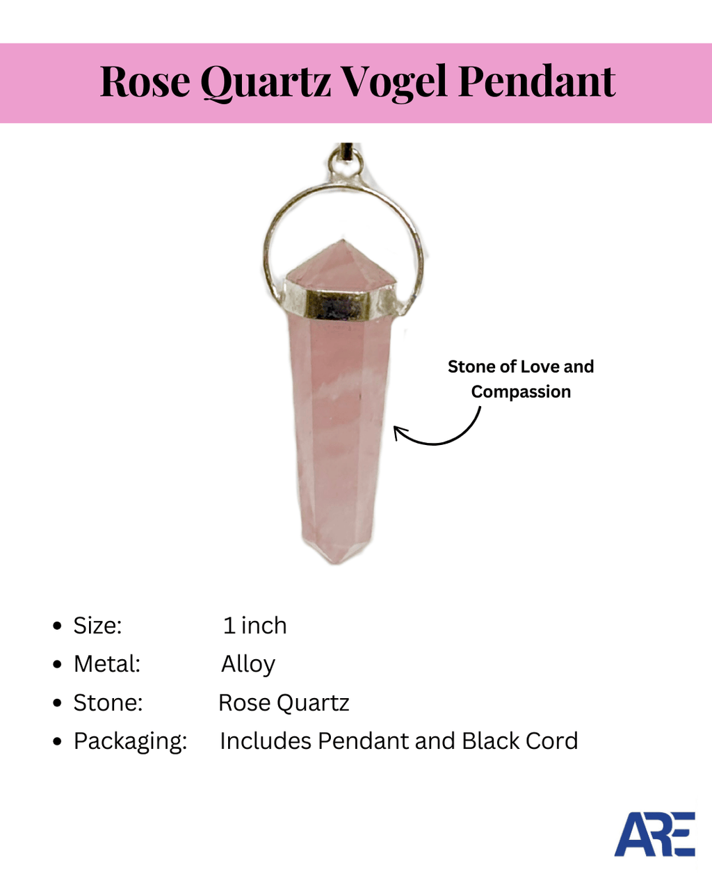 Rose Quartz Vogel Pendant - AEORA ROCKS INDIA - Healing Crystals superstore