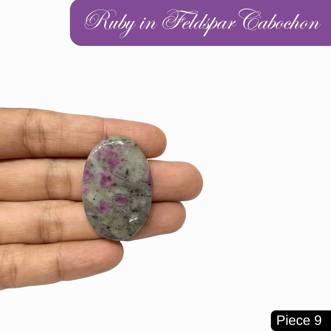 Ruby in Feldspar Cabochons - AEORA ROCKS INDIA - Healing Crystals superstore