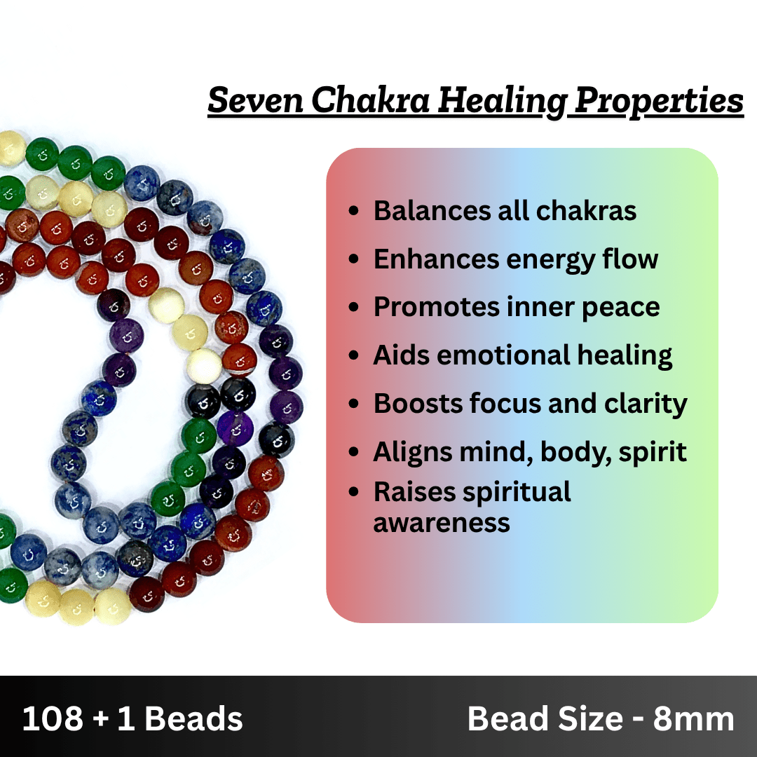 Seven Chakra Japa Mala - AEORA ROCKS INDIA - Healing Crystals superstore