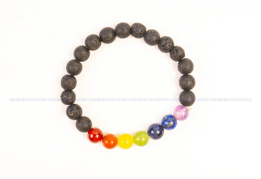 Seven Chakra with Lava Bead Bracelet - AEORA ROCKS INDIA - Healing Crystals superstore
