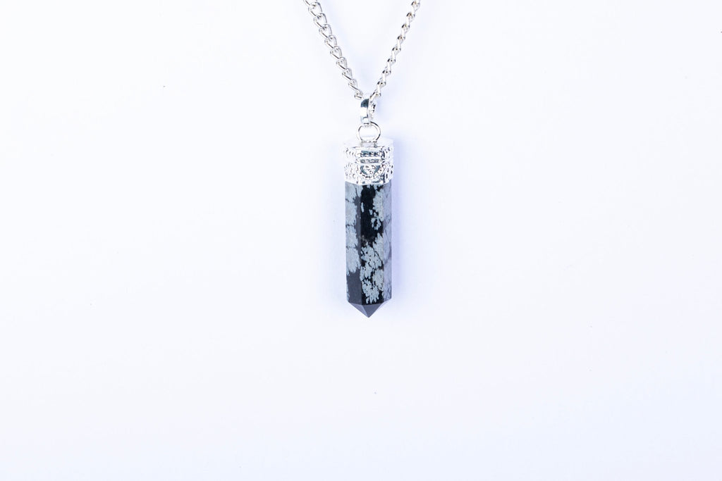 Snowflake Obsidian Single Point Pendant - AEORA ROCKS INDIA - Healing Crystals superstore