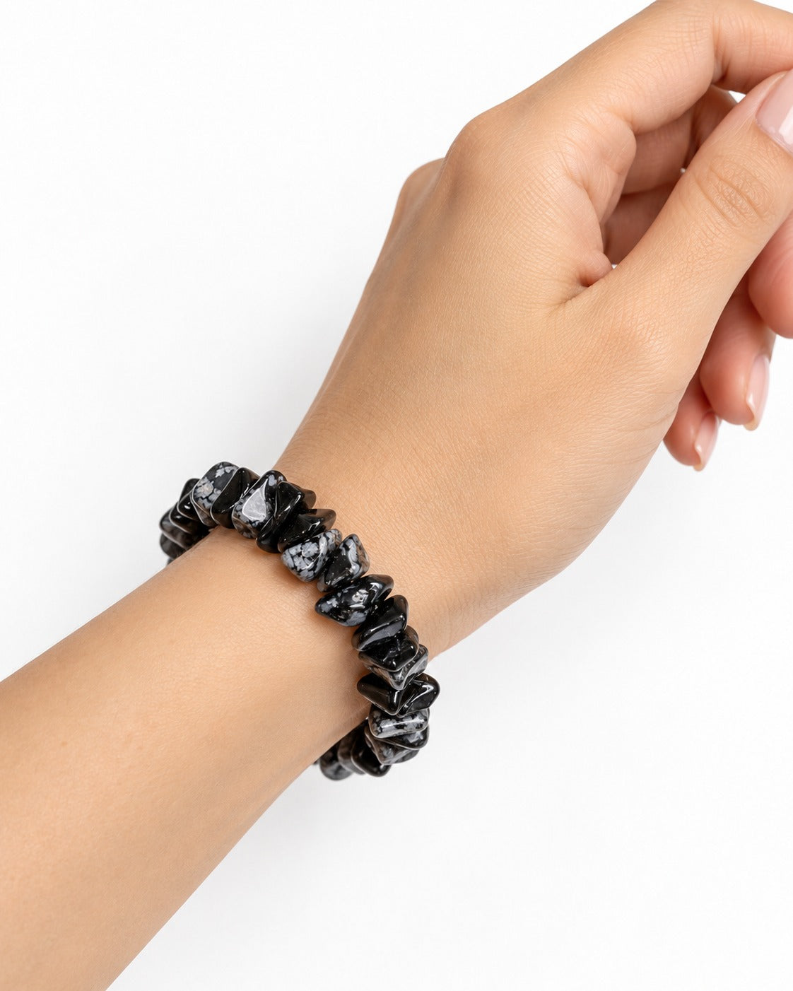 Snowflake Obsidian Chips Bracelet | Natural Gemstone | Aeora Rocks