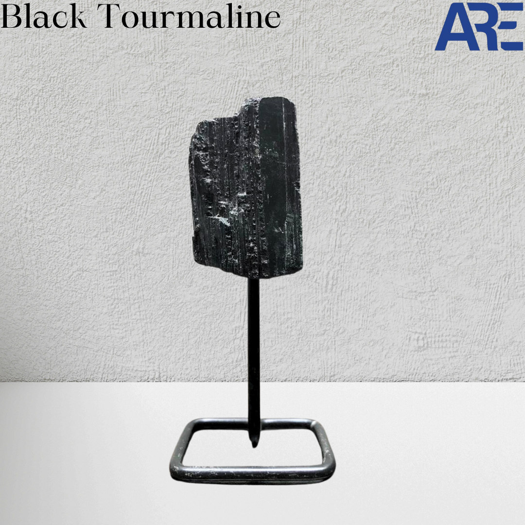 Black Tourmaline Stone on Pin Stand