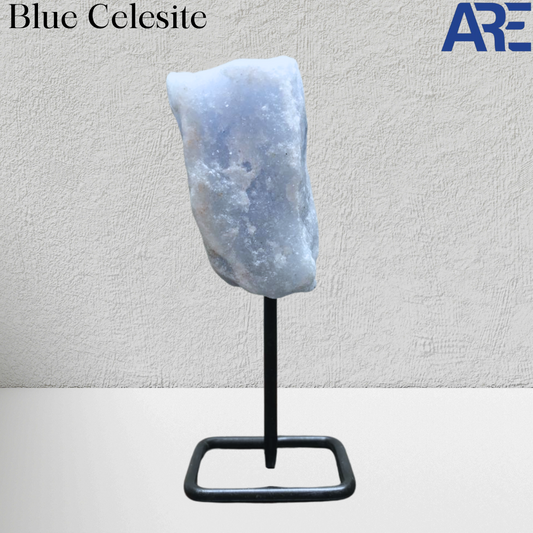 Blue Celesite Stone on Pin Stand