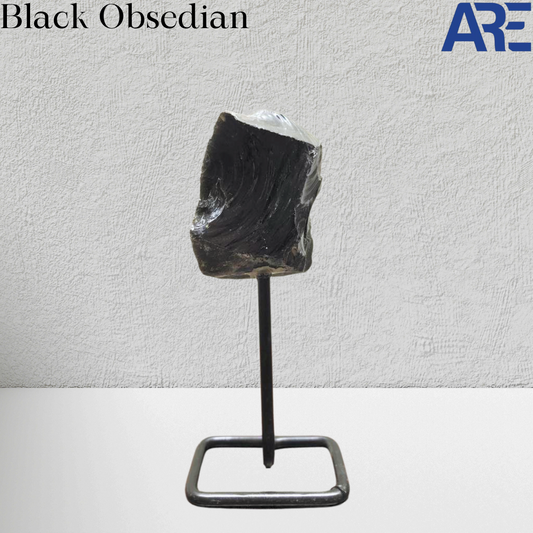 Black Obsidian Stone on Pin Stand