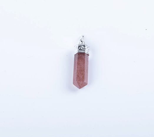 Strawberry Quartz Single Point Pendant - AEORA ROCKS INDIA - Healing Crystals superstore