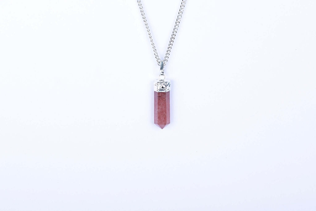 Strawberry Quartz Single Point Pendant - AEORA ROCKS INDIA - Healing Crystals superstore