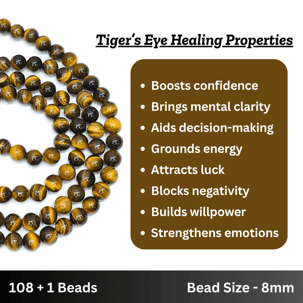 Tiger Eye Japa Mala - AEORA ROCKS INDIA - Healing Crystals superstore