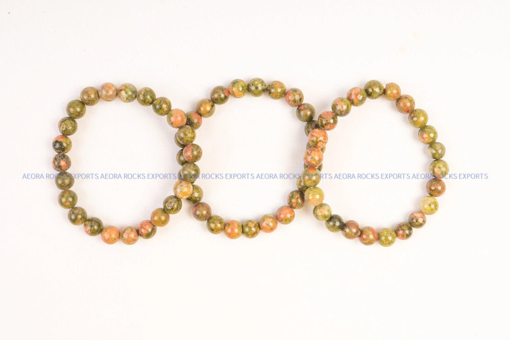 Unakite Bead Bracelet 8mm in India - Aeora Rocks - AEORA ROCKS INDIA - Healing Crystals superstore
