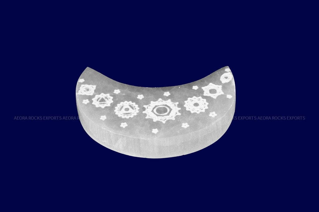 Natural Selenite Moon Design Charging Plate in India - Aeora Rocks - AEORA ROCKS INDIA - Healing Crystals superstore