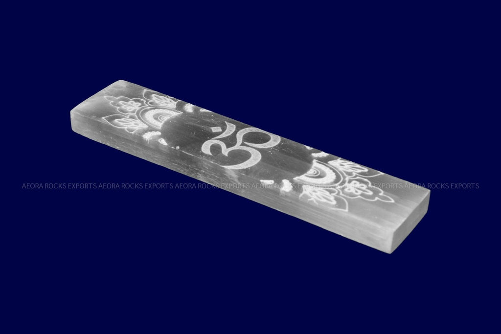 Natural Selenite Om Slab in India - Aeora Rocks - AEORA ROCKS INDIA - Healing Crystals superstore