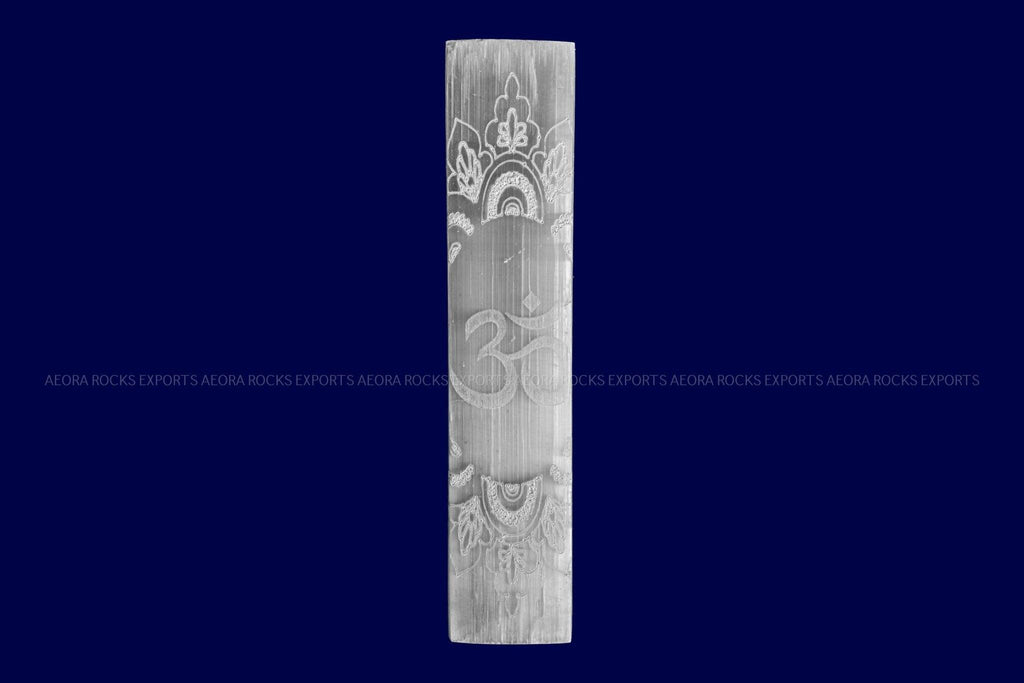 Natural Selenite Om Slab in India - Aeora Rocks - AEORA ROCKS INDIA - Healing Crystals superstore