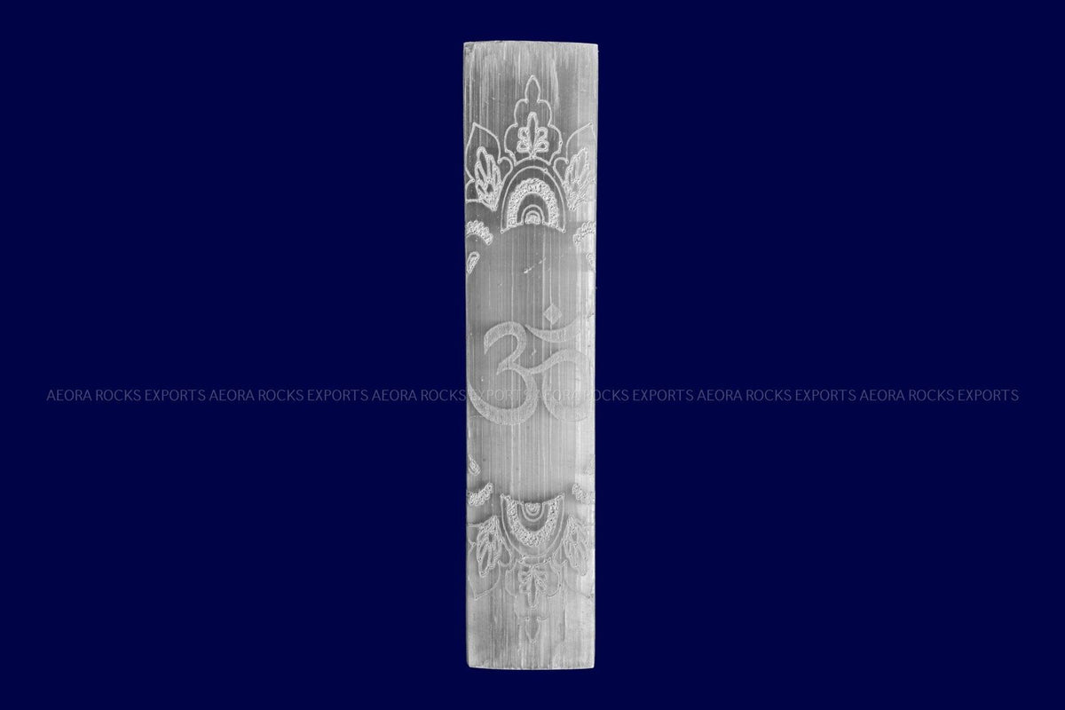 Natural Selenite Om Slab in India - Aeora Rocks - AEORA ROCKS INDIA - Healing Crystals superstore