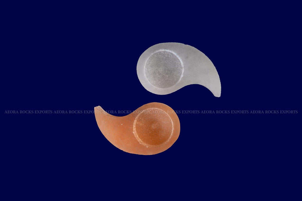 Selenite Ying Yang Candle Holder - AEORA ROCKS INDIA - Healing Crystals superstore